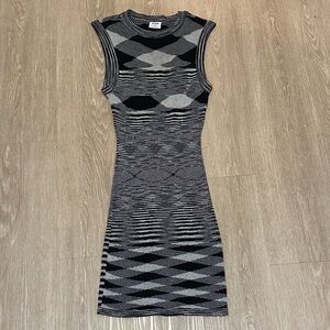 Cotton On Black and Gray Patterned Midi Dress